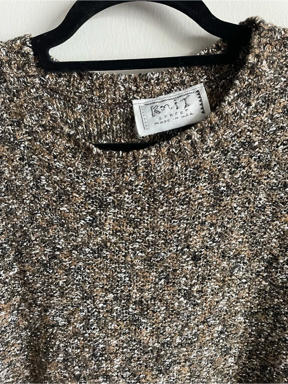 Vintage 90s Knit Street Crewneck Sweater Brown Textured Lightweight Coastal M